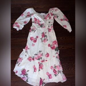 LoveShackFancy White Pink Floral Maxi Dress sleeves NWT M VIRAL SOLD OUT TOP wow